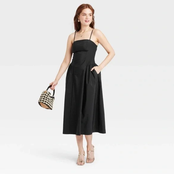 a new day | Dresses | Nwt Womens Dropped Waist Midi Aline Dress A New Day  Black 4 | Poshmark